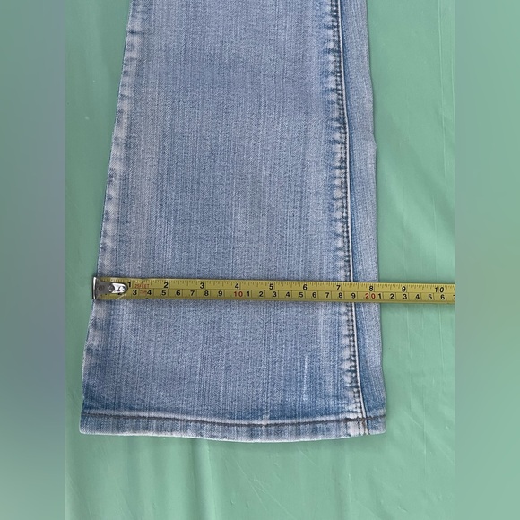 Amethyst low rise Jeans Faded Blue Flare Jeans size 0 juniors flap pockets - Picture 9 of 12